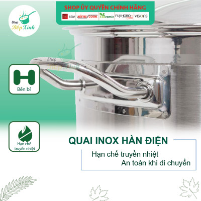 Nồi Inox 430 Bếp Từ 3 Đáy Nắp Inox Fivestar Tặng 5 Muỗng Ăn (36cm)