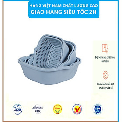 Sét Thau Rỗ Nhựa Đựng Rau Củ Quả 6 Món 3 Kích Thước Đa Năng Việt Nhật - Hàng Việt Nam