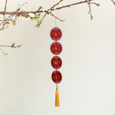 Combo 4 liễng treo Tết An Khang Thịnh Vượng, Vạn Sự Như Ý – Dây treo trang trí tết màu vàng,màu đỏ treo cây đào,trang trí cây mai