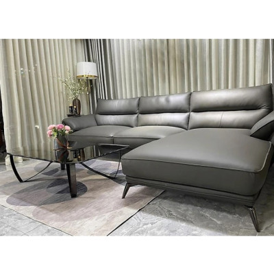 Sofa góc L da bò Italy Tundo màu xám – SFLCT27 dài 3m15 x 1m9 hàng cao cấp chuẩn da bò nhập khẩu Ý
