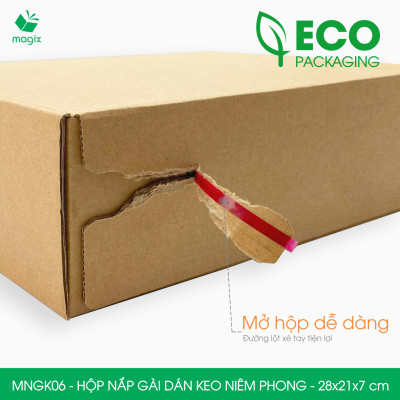 MNGK06 - 28x21x7cm - COMBO 60 HỘP CARTON NẮP GÀI HÔNG CÓ KEO NIÊM PHONG - THÙNG HỘP CARTON ĐÓNG HÀNG