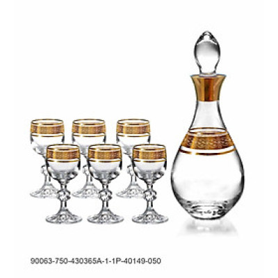 Bộ Bình Rượu Và 6 Ly Pha Lê Mạ Vàng 750ml/Ly 50ml