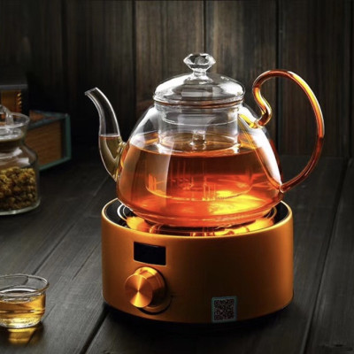 Ấm trà thủy tinh quai vàng cao cấp - 1100ml - ANTH483