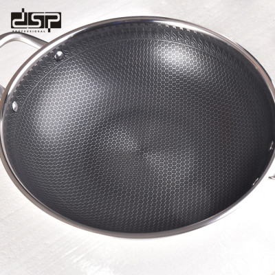 Chảo sâu lòng sử dụng công nghệ phủ chống dính là khoan khắc bề mặt inox 304 cao cấp DSP - Có 2 kích thước 32cm và 34cm - HÀNG NHẬP KHẨU