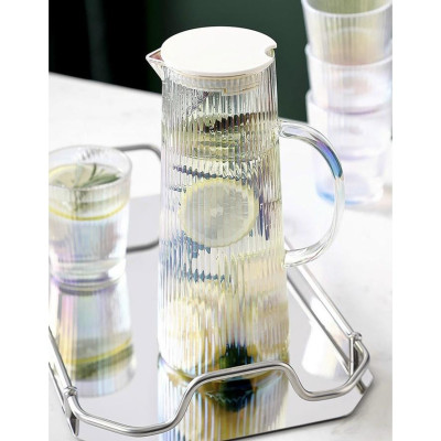 BỘ BÌNH UỐNG NƯỚC KÈM 6 CỐC THỦY TINH CHỊU NHIỆT CAO CẤP KÈM KHAY VÂN TĂM