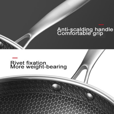 Chảo sâu lòng sử dụng công nghệ phủ chống dính là khoan khắc bề mặt inox 304 cao cấp DSP - Có 2 kích thước 32cm và 34cm - HÀNG NHẬP KHẨU