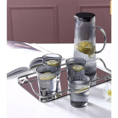 BỘ BÌNH UỐNG NƯỚC KÈM 6 CỐC THỦY TINH CHỊU NHIỆT CAO CẤP KÈM KHAY VÂN TĂM