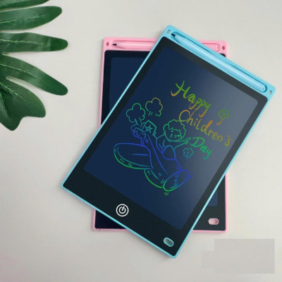 Bảng Viết Cảm Ứng Điện Tử 3D Đa Sắc 12 Inch Thông Minh Tự Xóa Dành Cho Bé - Bảng Vẽ Đồ Họa Bút Dạy Học LCD Xanh Dương