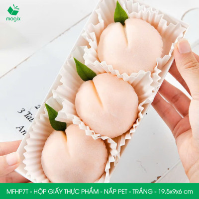 MFHP7T - 19.5x9x6 cm - 100 hộp giấy nắp PET trắng đựng thực phẩm, thức ăn mang đi