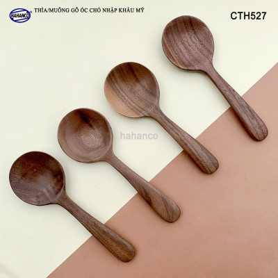 Thìa/Muỗng đầu tròn gỗ Óc Chó (10,5cm) CTH527 - Xúc cafe, gia vị, decor trang trí - An toàn cho sức khỏe