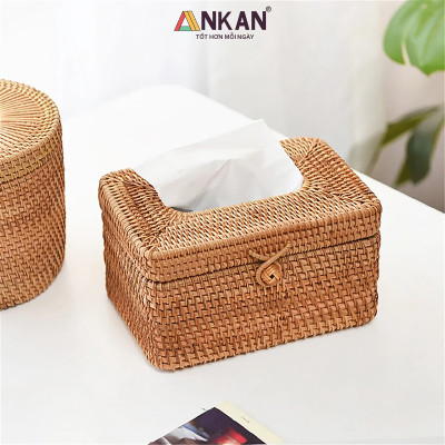 Hộp Đựng Khăn Giấy Mây Tre Đan Tự Nhiên Cao Cấp – Hộp Khăn Giấy Trang Trí Bàn, Decor Nhà Hàng Khách Sạn
