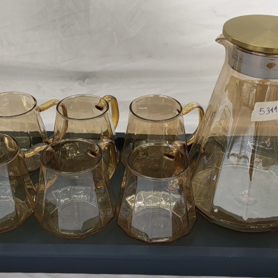 Bộ bình đựng nước thủy tinh chịu nhiệt 6 ly kèm khay - ANTH667