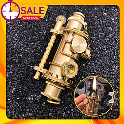 Vỏ Hột Quẹt Bật Lửa Xăng Đá Đồng Khối TC07 Thiết Kế Độc Lạ Màu Vàng - Dùng Xăng Bấc Đá Cao Cấp