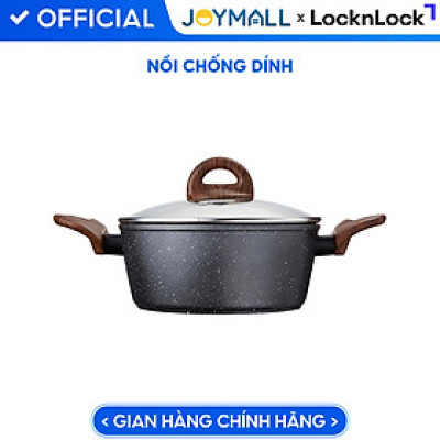 Nồi Nhôm Chống Dính Lock&Lock Baum Marble 2 Tay Cầm, Nắp Thủy Tinh LBU1242 (24cm)