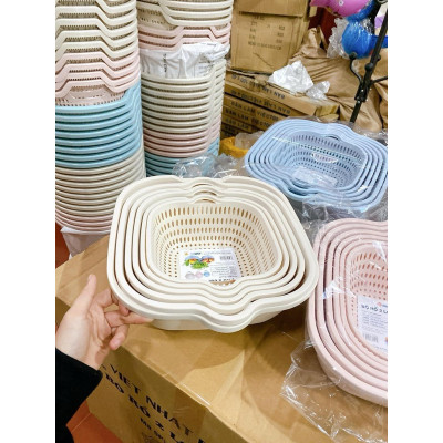 Sét Thau Rỗ Nhựa Đựng Rau Củ Quả 6 Món 3 Kích Thước Đa Năng Việt Nhật - Hàng Việt Nam