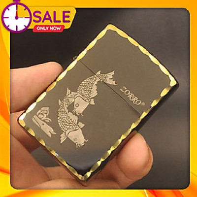 Vỏ Hột Quẹt Bật Lửa Xăng Đá Zorro Z91325A Thiết Kế Đẹp Độc Lạ Hình Cá Chép - Dùng Xăng Bấc Đá Cao Cấp