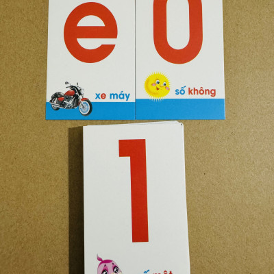 Bộ 44 Thẻ nhận biết Chữ Cái và Số dành cho cô và cháu (Thẻ chữ cháu)