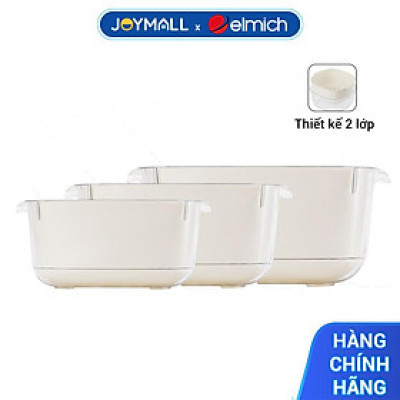 Bộ thau rổ Rose Elmich EL0269, EL0270, EL0271, Hàng chính hãng, Size 17,23,28cm, nhựa PP an toàn sức khỏe, 2 lớp - JoyMall