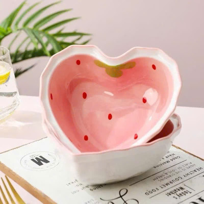 Chén Bát Sứ Hình Trái Tim Cao Cấp – Bát Sứ Kèm Thìa Trang Trí Decor Đẹp - HÀNG CHÍNH HÃNG MINIIN