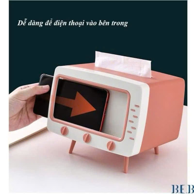 Hộp Đựng Khăn Giấy Di Động Kiêm Giá Đỡ Điện Thoại, Lưu Trữ Đa Chức Năng Cho Hộ Gia Đình - HÀNG CHÍNH HÃNG MINIIN