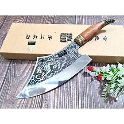 DAO BẾP - DAO THÁI CHẶT HOA VĂN HỔ MÃ A6 DT150 NT topcomshop vn