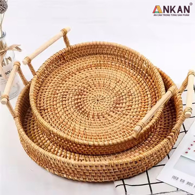 Rổ Đựng Hoa Quả Mây Tre - Giỏ Đựng Đồ Trang Trí, Chắc Chắn, Tự Nhiên