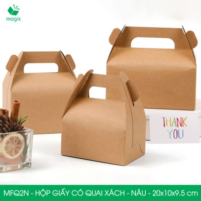 MFQ2N - 20x10x10 cm - 20 hộp giấy kraft có quai xách - Hộp đựng bánh ngọt, hộp quà tặng handmade