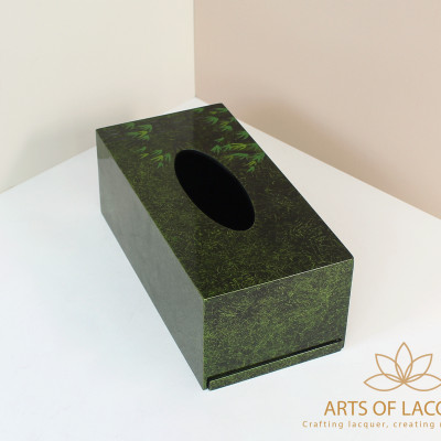 Hộp Đựng Khăn Giấy Xanh Đậm Hoạ Tiết Tre