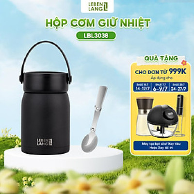 Hộp cơm giữ nhiệt Lebenlang LBL3038, cà men dung tích 700ml, chất liệu inox 304, kèm muỗng - hàng chính hãng 