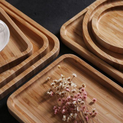  Khay tre tròn, vuông, chữ nhật decor ONGTRE hình chữ nhật đựng đồ ăn, uống trà