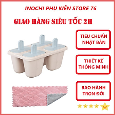 Khuôn Làm Kem 4 Ô Kari Chuẩn Nhật ( Tặng kèm khăn lau pakasa) - Hàng Chính Hãng 