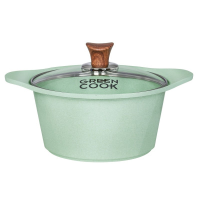 Nồi đúc đáy từ men đá chống dính Greencook GCS05/02-24IH đường kính size 24cm, sâu lòng 12cm, 4.5Lit chọn phân loại màu-Hàng chính hãng