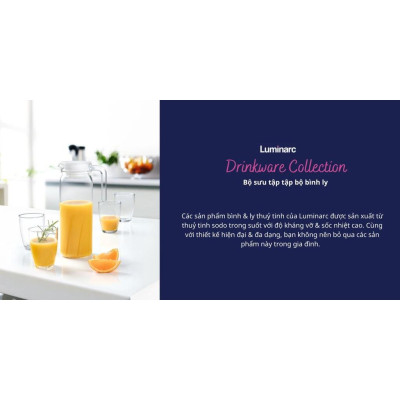 Ly uống nước thủy tinh Louvre 350ml - N1807 - Bộ 6 ly