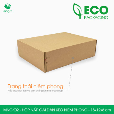 MNGK02 - 18x12x6cm - COMBO 60 HỘP CARTON NẮP GÀI HÔNG CÓ KEO NIÊM PHONG - THÙNG HỘP CARTON ĐÓNG HÀNG