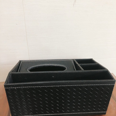 Hộp khăn giấy da màu đen cao cấp, sang trọng 24x10x15cm - Hàng chính hãng