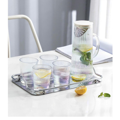 BỘ BÌNH UỐNG NƯỚC KÈM 6 CỐC THỦY TINH CHỊU NHIỆT CAO CẤP KÈM KHAY VÂN TĂM