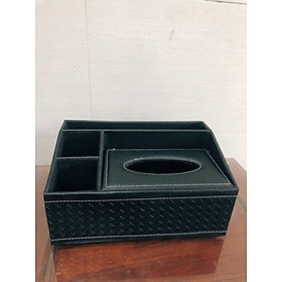 Hộp khăn giấy da màu đen cao cấp, sang trọng 24x10x15cm - Hàng chính hãng