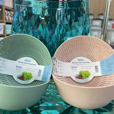 Bộ Thau Rổ Nhựa Đa Năng Cao Cấp Yoko Inochi Nhật Bản - Kháng khuẩn khử mùi đảm bảo an toàn vệ sinh thực phẩm - Chính Hãng ( Tặng kèm khăn lau pakasa)