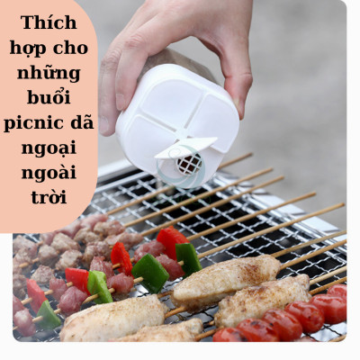 Hộp đụng gia vị 4 ngăn 8.5x6.5x6.5 cm Lọ Gia Vị 4 Ngăn Tiện Lợi Cho Nhà Bếp, Dã Ngoại Cắm Trại