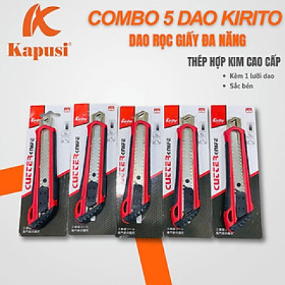 [COMBO 5 Dao rọc giấy KIRITO]  lưỡi 18mm - Dụng cụ hỗ trợ trong văn phong cho việc cắt giấy, dây điện, bìa cứng.