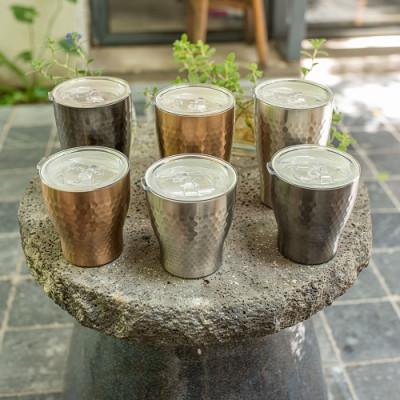 Ly giữ nhiệt inox hoa văn tổ ong 2 lớp phủ sứ Tiamo 360ml