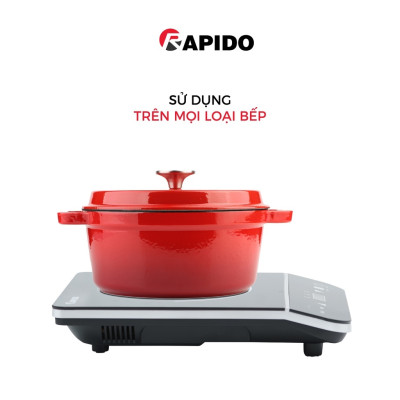 Nồi gang đúc tráng men Rapido cao cấp size 22cm phù hợp mọi loại bếp gia đình - Hàng chính hãng
