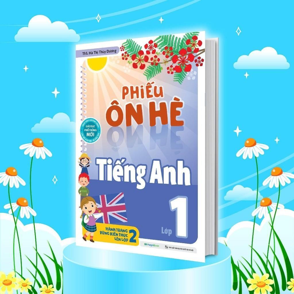 Sách - Phiếu Ôn Hè Toán + Tiếng Việt + Tiếng Anh Lớp 1 - Combo 3 Cuốn - Megabook
