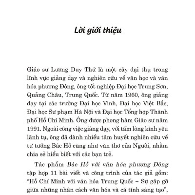 Di Sản Hồ Chí Minh - Bác Hồ Với Văn Hóa Phương Đông