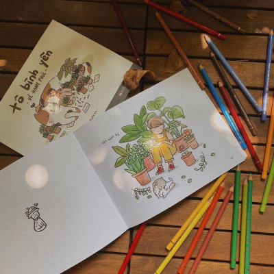 Cuốn Sách Là Sự Kết Hợp Mới Lạ Đầy Thú Vị Giữa Thể Loại Sách Tản Văn Và Sách Tô Màu: Tô Bình Yên Vẽ Hạnh Phúc ( tặng kèm bookmark Sáng Tạo )