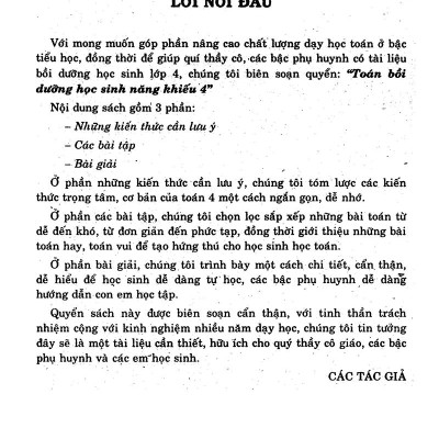 Toán Bồi Dưỡng Học Sinh Năng Khiếu Lớp 4