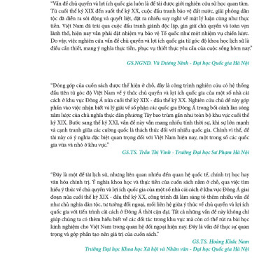 Ý Thức Về Chủ Quyền Và Lợi Ích Quốc Gia Của Một Số Nhà Cải Cách Ở Khu Vực Đông Á Nửa Cuối Thế Kỷ XIX - Đầu Thế Kỷ XX