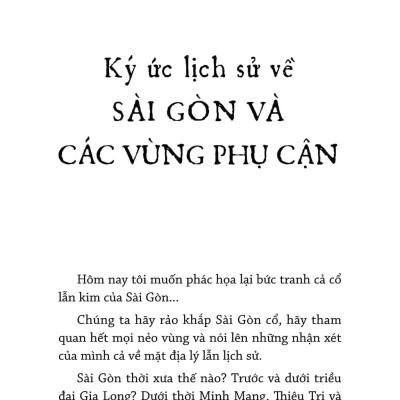 Ký Ức Lịch Sử Về Sài Gòn Và Các Vùng Phụ Cận