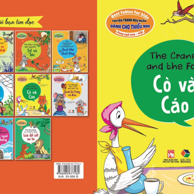 Combo Truyện tranh ngụ ngôn dành cho thiếu nhi song ngữ Anh - Việt ( Bộ 4 cuốn bộ lông mượn + sư tử và chuột nhắt+ cò và cáo + chuột , gà trống và mèo