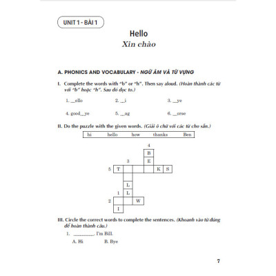 Bài tập dùng kèm tiếng anh 3 (biên soạn theo sgk tiếng anh 3 global success)